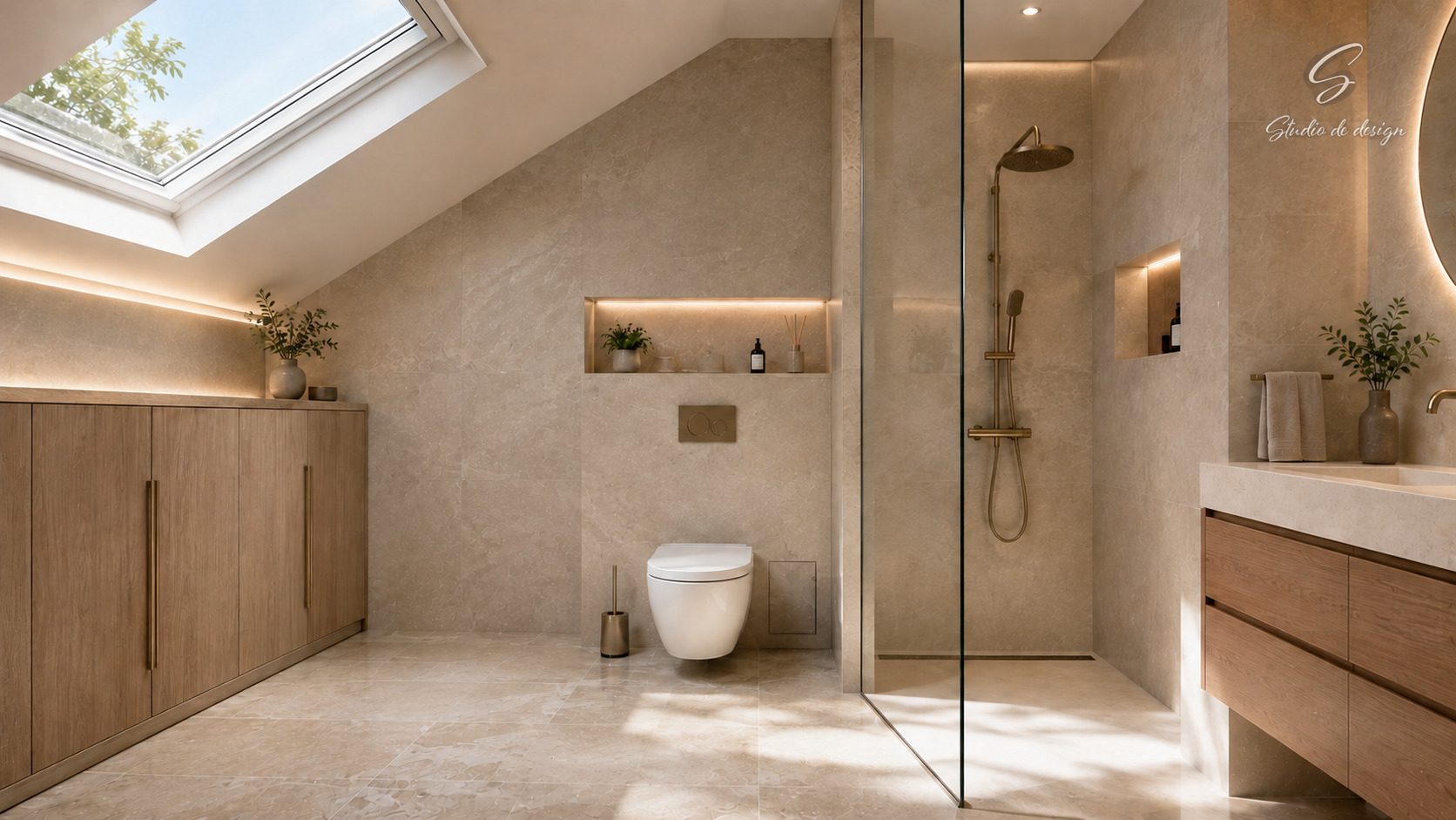 Salle d'eau sous les combles — visuel d'intention